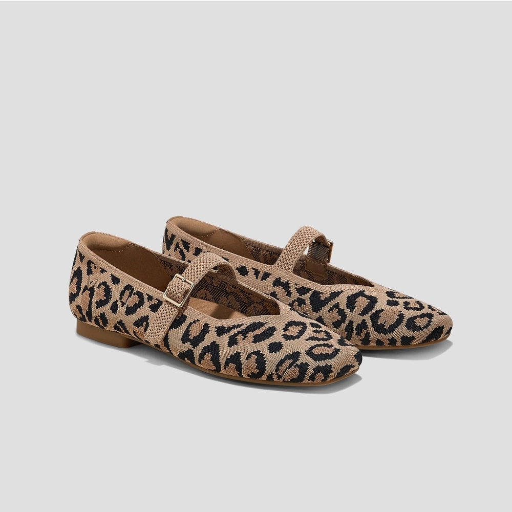 Vivaia Leopard Print Margot Mary Jane Flats